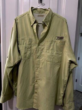 Columbia PFG Men's Long Sleeve Vented Fishing Shirt, Light Green, Size XXL